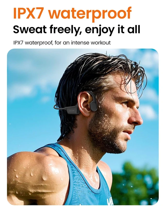 Alt view image 5 of 7 - Open Ear Wireless Headphones, IPX7 Waterproof Bluetooth 6.0 Open Ear Duet Headphone with Mic Button Control, Skin-Friendly Comfortable Fit, Sport Earbuds for Jogging Running Cycling Hiking Reading