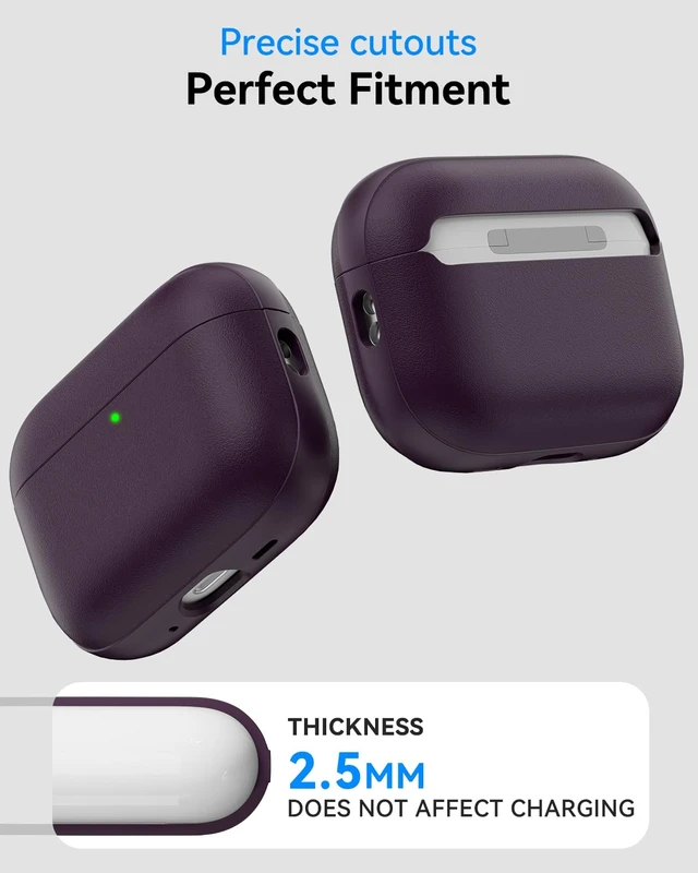 Alt view image 5 of 7 - for AirPods Pro 3 Case 2025, (Leather Texture) Full-Body Protective Airpods Pro 3rd Generation Case with Lanyard & Cleaner Kit, Wireless Charging Support, Front LED Visible (Purple)