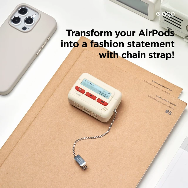 Alt view image 6 of 7 - Pager Case for AirPods Pro 2 Lanyard Included, Shock Resistant, Full Protection, for Men (Classic White)