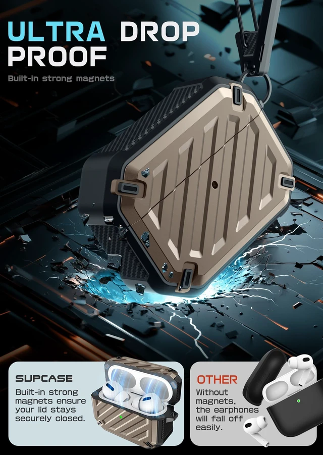 Alt view image 3 of 7 - for AirPods Pro 2nd / 1st Generation Case with Clean Pen, Desert Carabiner, Military-Grade Protection, Compatible with MagSafe, Anti-Scratch Hard Shell, Unicorn Beetle Mag
