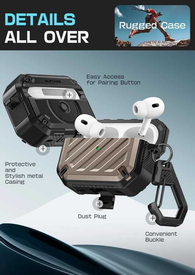 Alt view image 5 of 7 - for AirPods Pro 2nd / 1st Generation Case with Clean Pen, Desert Carabiner, Military-Grade Protection, Compatible with MagSafe, Anti-Scratch Hard Shell, Unicorn Beetle Mag