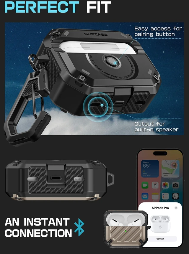 Alt view image 7 of 7 - for AirPods Pro 2nd / 1st Generation Case with Clean Pen, Desert Carabiner, Military-Grade Protection, Compatible with MagSafe, Anti-Scratch Hard Shell, Unicorn Beetle Mag