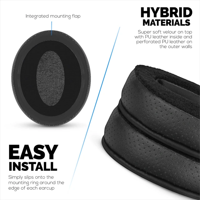 Alt view image 4 of 7 - Replacement Hybrid Earpads for Sennheiser HD4.50BT HD4.50BTNC HD450BT HD4.50SE HD4.40BT HD4.30G HD4.20S HD458BT HD450 HD400S HD 350BT. PU Leather Velour Memory Foam, Extra Comfort - (Black)