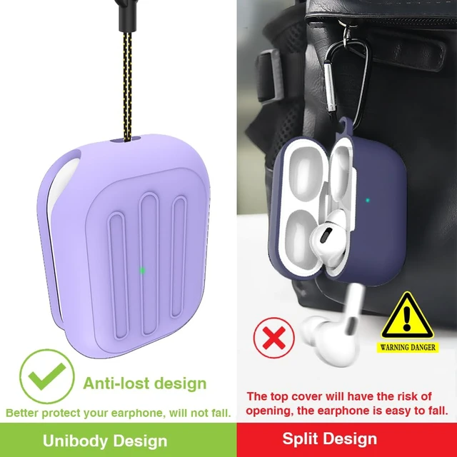 Alt view image 4 of 6 - Anti-Lost Case for AirPods Pro 3 one-Piece Design case,Wireless Charging, LED Visible,Lanyard Included. (Purple)