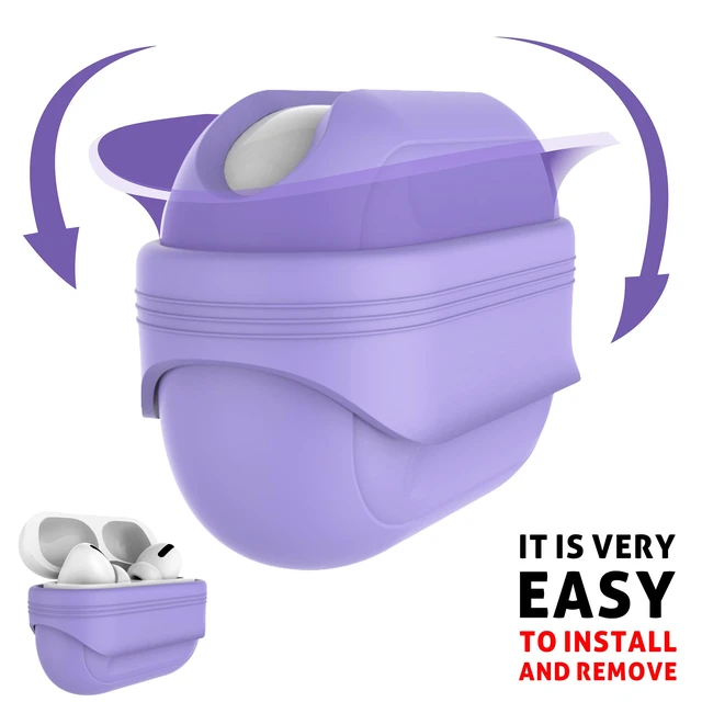 Alt view image 5 of 6 - Anti-Lost Case for AirPods Pro 3 one-Piece Design case,Wireless Charging, LED Visible,Lanyard Included. (Purple)