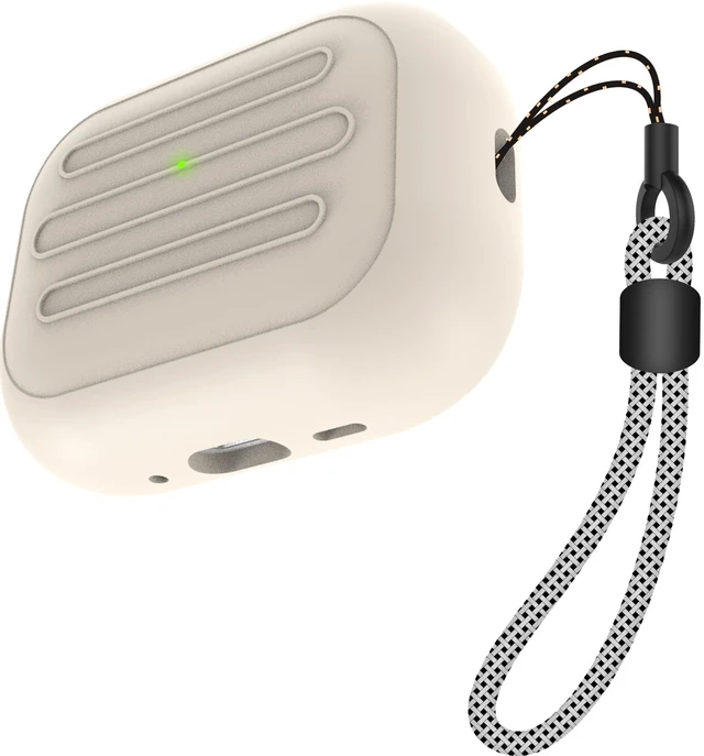 Main image of Anti-Lost Case for AirPods Pro 3 one-Piece Design case,Wireless Charging, LED Visible,Lanyard Included. (Beige)