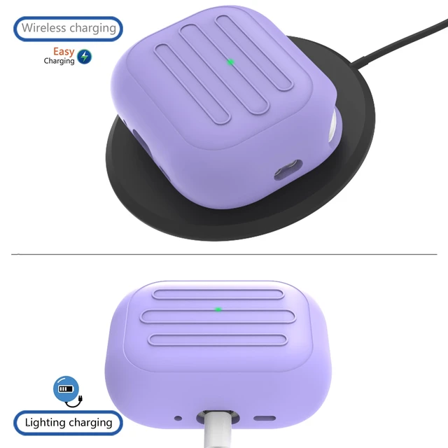 Alt view image 6 of 6 - Anti-Lost Case for AirPods Pro 3 one-Piece Design case,Wireless Charging, LED Visible,Lanyard Included. (Purple)