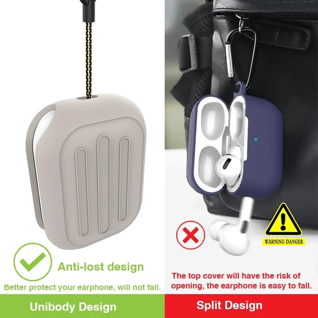 Alt view image 3 of 5 - Anti-Lost Case for AirPods Pro 3 one-Piece Design case,Wireless Charging, LED Visible,Lanyard Included. (Beige)