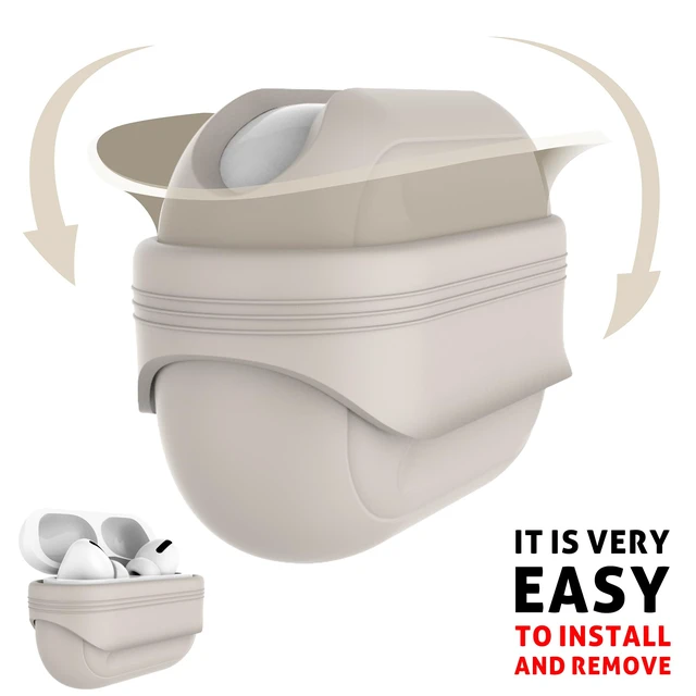 Alt view image 4 of 5 - Anti-Lost Case for AirPods Pro 3 one-Piece Design case,Wireless Charging, LED Visible,Lanyard Included. (Beige)