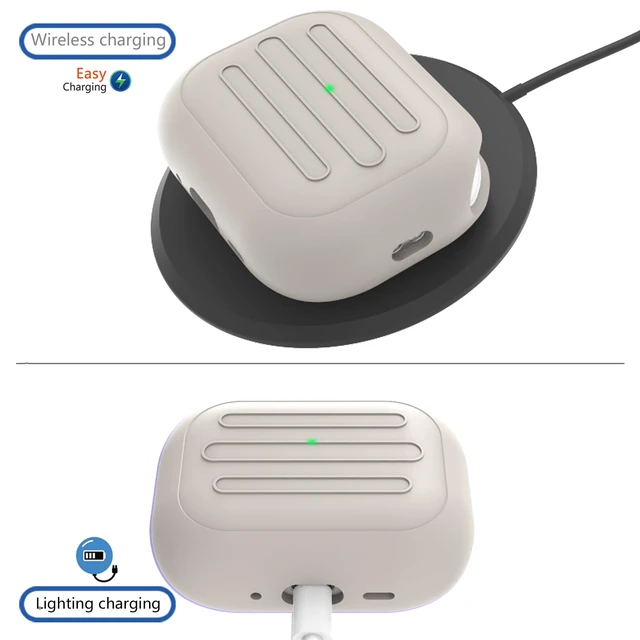 Alt view image 5 of 5 - Anti-Lost Case for AirPods Pro 3 one-Piece Design case,Wireless Charging, LED Visible,Lanyard Included. (Beige)