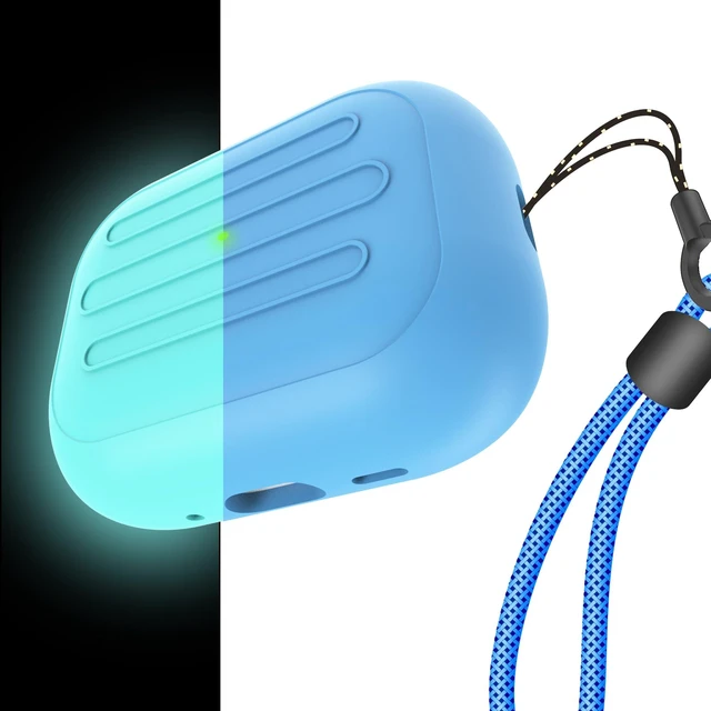 Main image of Anti-Lost Case for AirPods Pro 3 one-Piece Design case,Wireless Charging, LED Visible,Lanyard Included. (Fluorescent Blue)