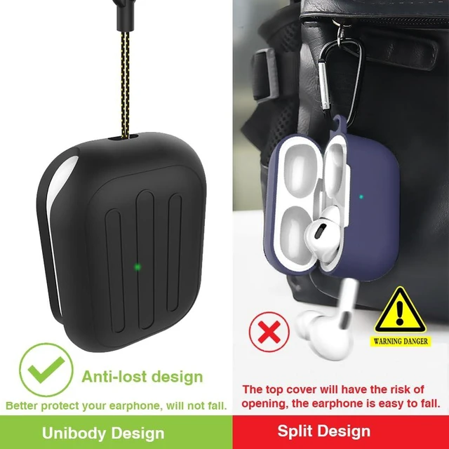 Alt view image 3 of 5 - Anti-Lost Case for AirPods Pro 3 one-Piece Design case,Wireless Charging, LED Visible,Lanyard Included. (Black)