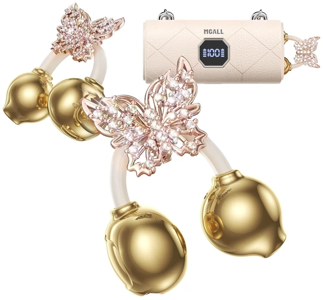 Main image of Clip On Earbuds with Detachable Gold Butterfly Earrings, Bluetooth 6.0 Open Ear Earbuds for Women, Led Display Leather Texture Charging, Comfortable Fit, Sports, Daily Wearers&Gifts, X22 Beige