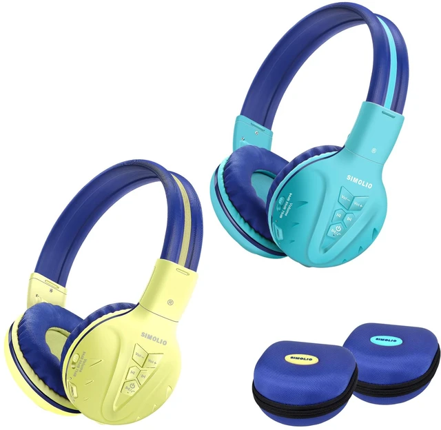 Main image of 2Pack Wireless Kids Headphones with Share Port, Bluetooth 6.0 w/Mic 75/85/94dB Volume Limit, Durable & Foldable Stero Headsets w/Travel Case for School iPad Tablet Toddler Teens, USB C Charging