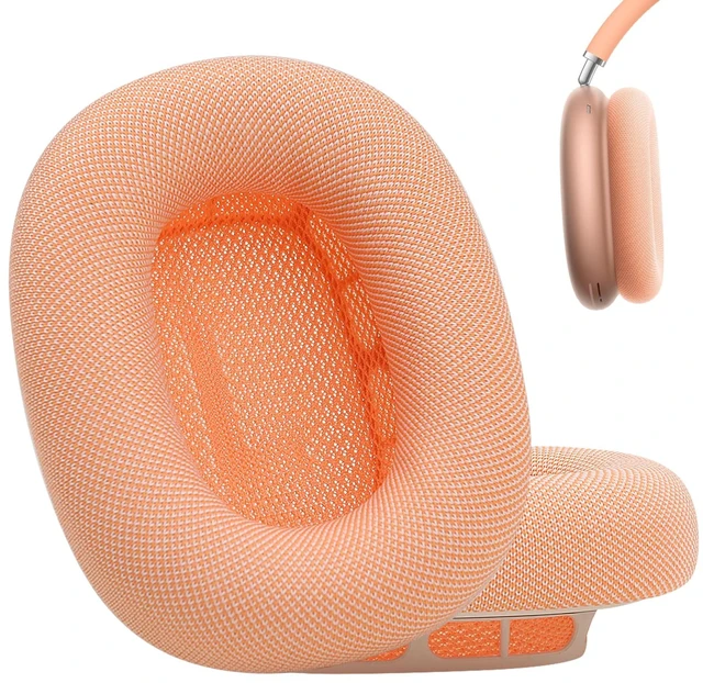 Main image of Orange Ear Cushions Ear Cups Fit for Apple AirPods Max with Mesh Fabric, Silicone Gel& Strong Magnet (2024 Version-Orange)