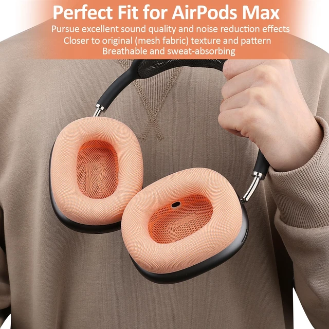 Alt view image 3 of 7 - Orange Ear Cushions Ear Cups Fit for Apple AirPods Max with Mesh Fabric, Silicone Gel& Strong Magnet (2024 Version-Orange)