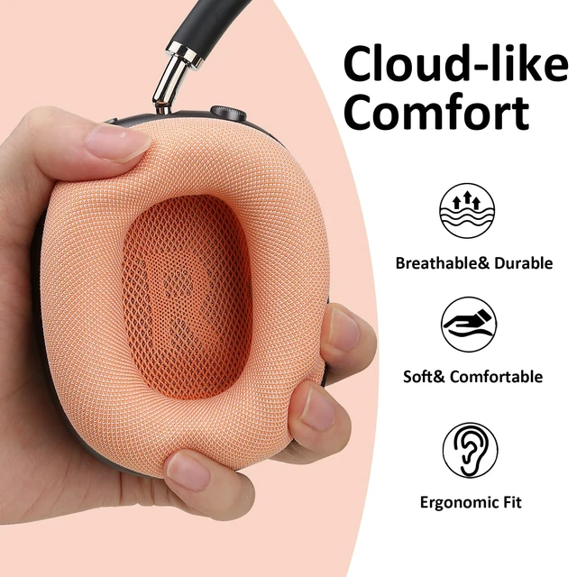 Alt view image 6 of 7 - Orange Ear Cushions Ear Cups Fit for Apple AirPods Max with Mesh Fabric, Silicone Gel& Strong Magnet (2024 Version-Orange)