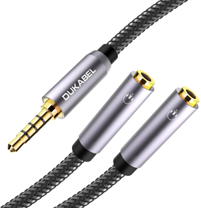 Main image of Long Headphone Splitter, 4-Pole 2-Way TRRS 3.5mm Y Cable - 4ft / 1.2m Hi-Fi Stereo Sound, 24K Gold-Plated, TRRS Mic Support, Music Sharing, for Phone, PC, Headset, NS, PS4, PS5, Xbox etc