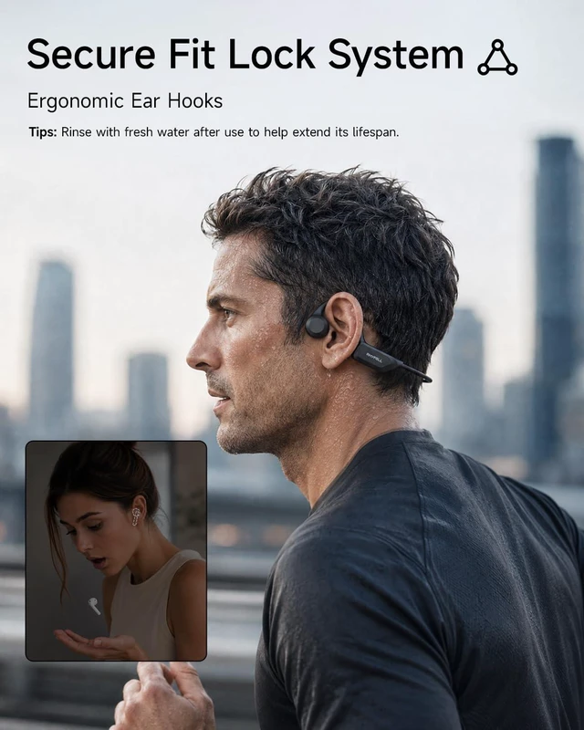 Alt view image 2 of 7 - Bone Conduction Headphones for Workouts & Running Headphones for Workouts Bluetooth 6.0 Wireless Sports Headphones with Secure Fit, 13H Playtime, Lightweight 28g for Cycling, Gym & Outdoor Workouts