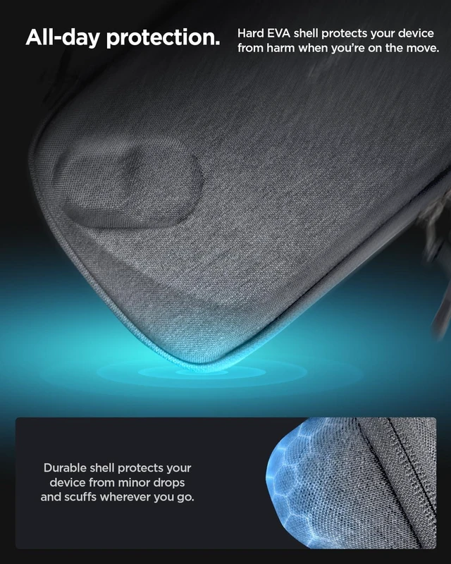 Alt view image 5 of 7 - Slim Carrying Case for ASUS ROG Xbox Ally/Ally X One-Layer Pouch, Grip Bump, G-Hook, Strap Keeper, Screen Protector, Back Pocket - Charcoal Gray