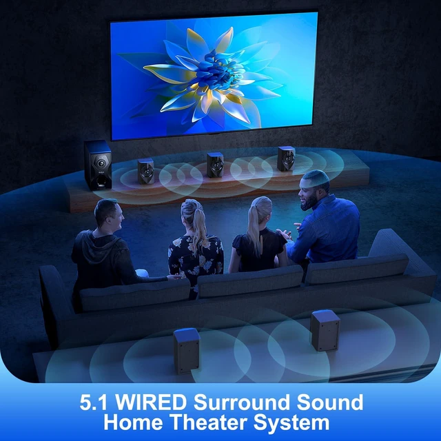 Alt view image 2 of 7 - Surround Sound System Home Theater Speakers 5.25" Subwoofer 700 Watts Peak Power 5.1/2.1Wired Stereo Speaker System Strong Bass with Bluetooth ARC Optical Input
