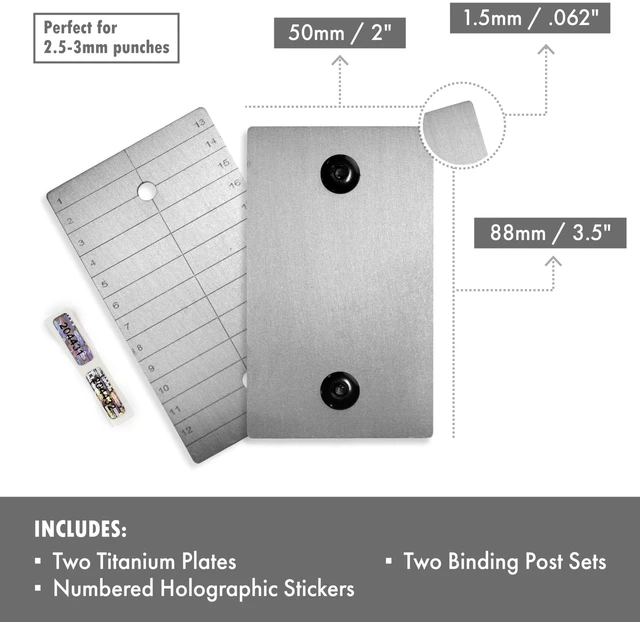 Alt view image 2 of 7 - Titanium Bitcoin Seed Plates for Ultra-Secure Ethereum and Crypto Seed Phrase Storage - Premium Seed Phrase Metal - Includes 2 Plates and Seals
