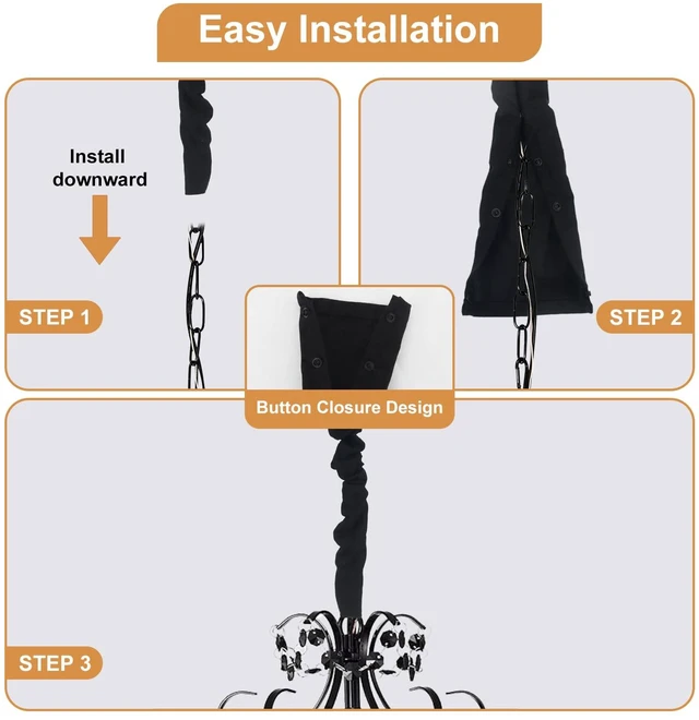 Alt view image 4 of 7 - Black Linen Cord Cover, Wire Cover for Chandelier Chain, 1 Pack 70.8 in with Button Snap Closure for Lighting Wires