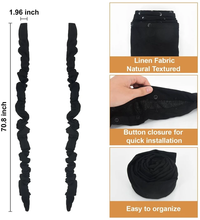 Alt view image 6 of 7 - Black Linen Cord Cover, Wire Cover for Chandelier Chain, 1 Pack 70.8 in with Button Snap Closure for Lighting Wires
