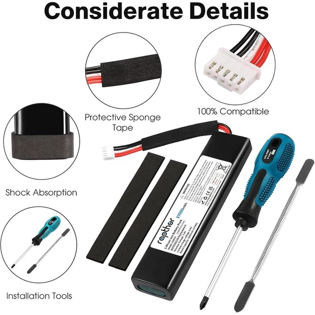 Alt view image 3 of 6 - Replacement Battery Compatible with JBL Xtreme 1 7.4V 37000mWh 37.0Wh GSP0931134 with DIY Repair Tools, for Xtreme 1 Speaker, NOT for Xtreme 2