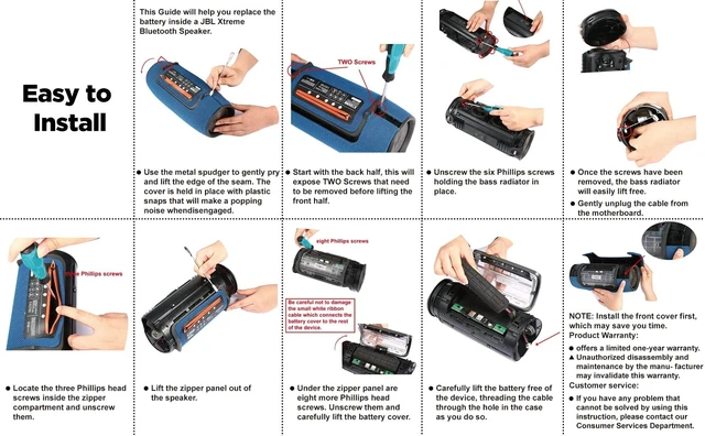 Alt view image 5 of 6 - Replacement Battery Compatible with JBL Xtreme 1 7.4V 37000mWh 37.0Wh GSP0931134 with DIY Repair Tools, for Xtreme 1 Speaker, NOT for Xtreme 2