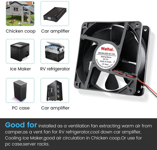 Alt view image 3 of 7 - 120mm x 38mm Brushless Cooling Case Fan 12V 2pin DC High Airflow 3000CFM High airflow brushless dc fan functions as a high-velocity electronics ventilation cooler
