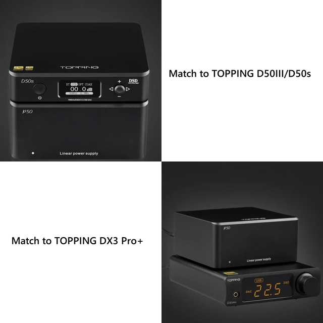 Alt view image 5 of 7 - P50 Linear Power Supply for HiFi Audio - Ultra Low Noise, CNC Unibody, Perfect Compatible with D50III/D50s/DX3,Pro+/E50,Global Voltage Support (Black)