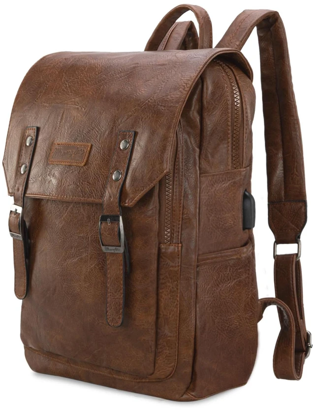 Main image of Wrangler Laptop Backpack with USB Charging Port, Vintage Travel Work College Bookbag for Women Men