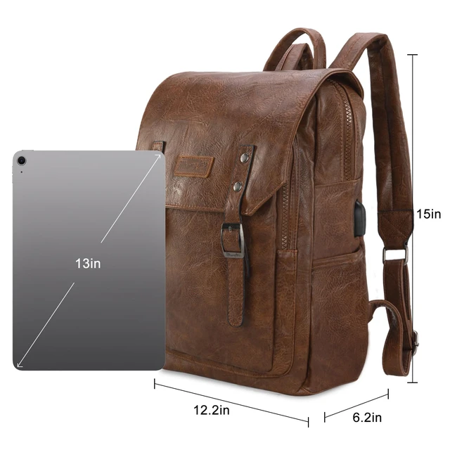 Alt view image 4 of 6 - Wrangler Laptop Backpack with USB Charging Port, Vintage Travel Work College Bookbag for Women Men
