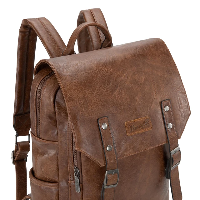 Alt view image 6 of 6 - Wrangler Laptop Backpack with USB Charging Port, Vintage Travel Work College Bookbag for Women Men