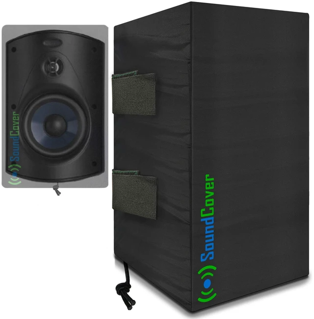 Main image of The Original Light Outdoor Speaker Covers for C-Bracket Mounted Speakers Premium 210T Polyester with Silver UV Protective Coating Water-Resistant, All-Weather Protection Compact Size (Set of 2)