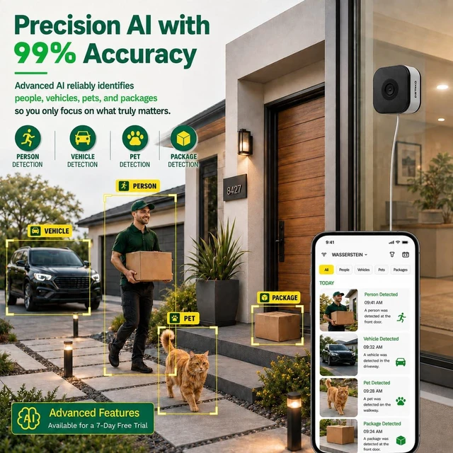 Alt view image 5 of 7 - 2K Window Camera, 5G/2.4G WiFi Dual-Band, 120° Wide Angle Color Night Vision, AI Detection for Person/Vehicle/Pet, 911 Alert, US Cloud, 24/7 Recording, Quick Setup