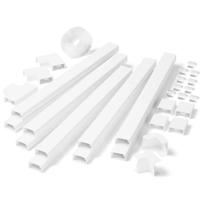 Main image of 142in Wall Cable Hider Kit, Cord Hider Wall Cord Cover for 3-4 Cords, Wire Hiders for TV on Wall, White Wall Cable Management Kit, Paintable Wall Wire Cover 10 x L14.2in W1.18in H0.6in
