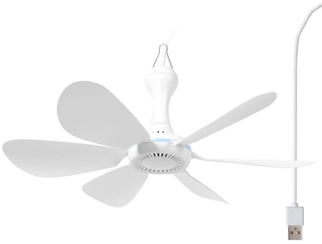 Main image of USB Mini Small Ceiling Fan quiet Camping Optional RV Fans Emergency Portable Outdoor Hanging Gazebo Canopy Dorm Fans Silent For Grow Tent,Hiking,Outages Battery operated,Power Bank powered
