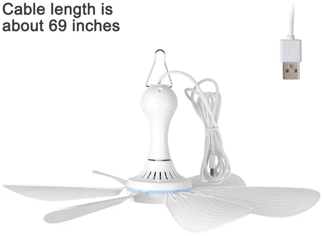 Alt view image 7 of 7 - USB Mini Small Ceiling Fan quiet Camping Optional RV Fans Emergency Portable Outdoor Hanging Gazebo Canopy Dorm Fans Silent For Grow Tent,Hiking,Outages Battery operated,Power Bank powered