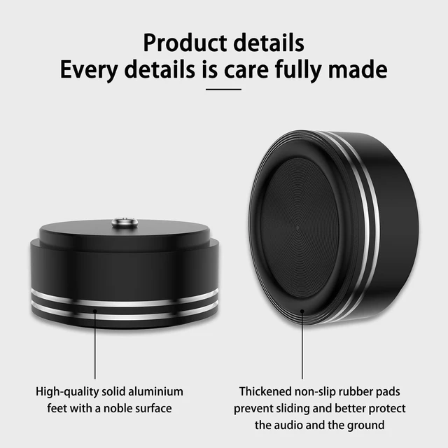 Alt view image 4 of 7 - Audiocrast HiFi Speaker Spikes Isolation Stand Feet Pads Aluminum 39x17mm Black Speaker Shock Absorber Vibration Dampener Floor Protector Resonance Reducer for Audio Subwoofer CD DVD Amplifier DAC