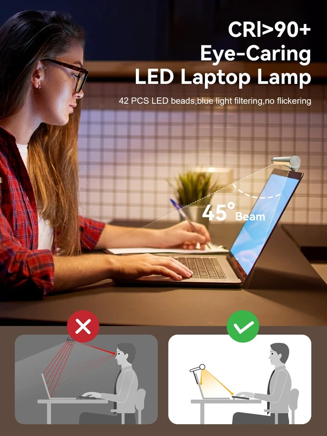 Alt view image 4 of 7 - Monitor Light Bar, Laptop Monitor Light Backlight Desk Reading Lamp Eye Care USB Computer Lamp Adjustable Brightness/Color Temperature ScreenBar LED No Glare Desk Lamp for Home Office Gaming