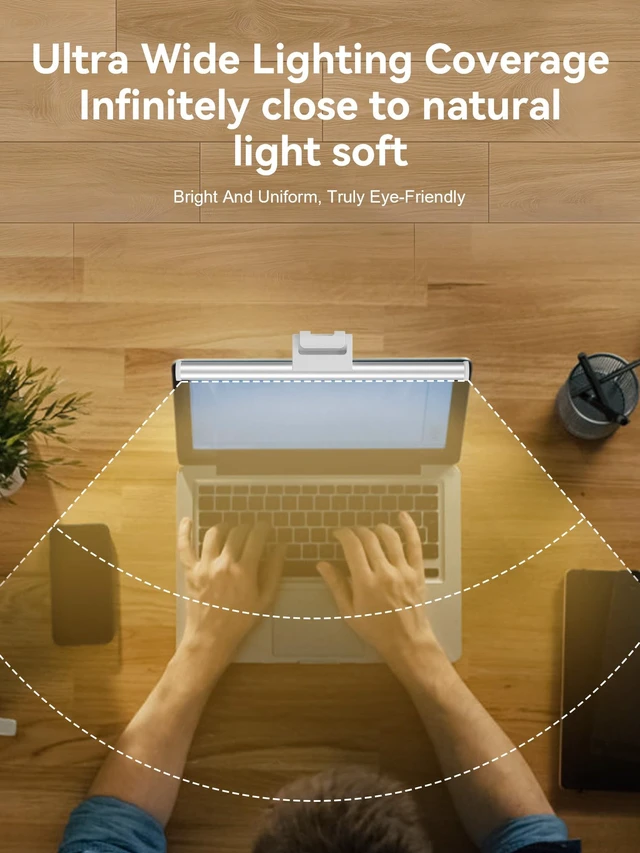 Alt view image 5 of 7 - Monitor Light Bar, Laptop Monitor Light Backlight Desk Reading Lamp Eye Care USB Computer Lamp Adjustable Brightness/Color Temperature ScreenBar LED No Glare Desk Lamp for Home Office Gaming
