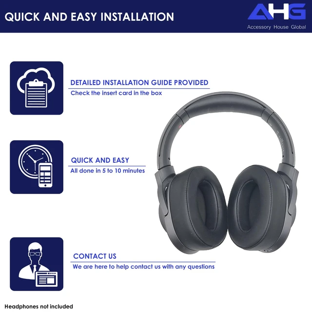 Alt view image 7 of 7 - Premium Replacement WH-H900N Ear Pads/MDR-100ABN Ear Pads Cushions Compatible with Sony WH-900N and Sony MDR-100ABN Headphones (Black). Premium Protein Leather High-Density Foam Great Comfort