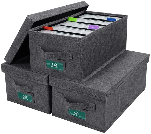 Main image of DVD Storage Box Pack of 3, Practical DVD Case Holder Organizer 15.75 x 8.46 x 6.3 Inch, Disc Holders with Lid for Movie & Video Game Storage, DVD Rack to Hold up to 75 DVD Cases - Gray