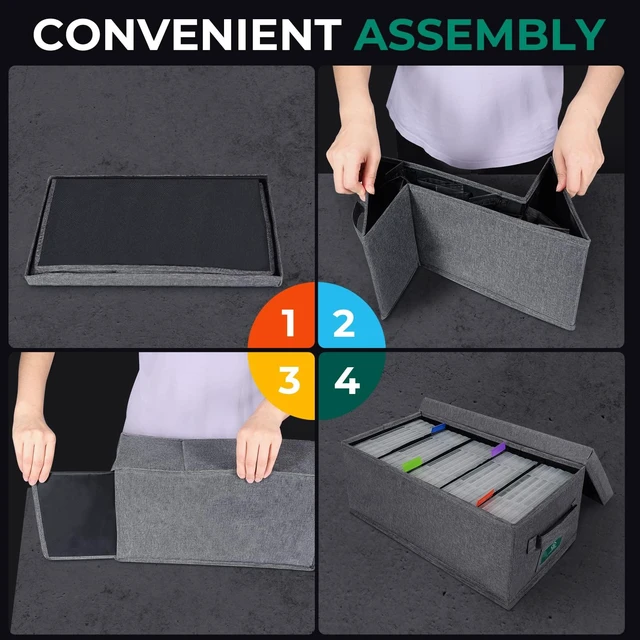 Alt view image 6 of 7 - DVD Storage Box Pack of 3, Practical DVD Case Holder Organizer 15.75 x 8.46 x 6.3 Inch, Disc Holders with Lid for Movie & Video Game Storage, DVD Rack to Hold up to 75 DVD Cases - Gray