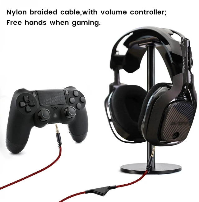 Alt view image 3 of 5 - A10 Headset Cable for Astro A40 A40 TR, with Inline Volume Controller, Red 3.5mm (1/8") Braided Removable Aux Cord, 6ft