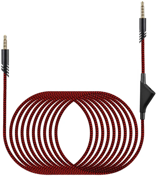 Main image of A10 Headset Cable for Astro A40 A40 TR, with Inline Volume Controller, Red 3.5mm (1/8") Braided Removable Aux Cord, 6ft