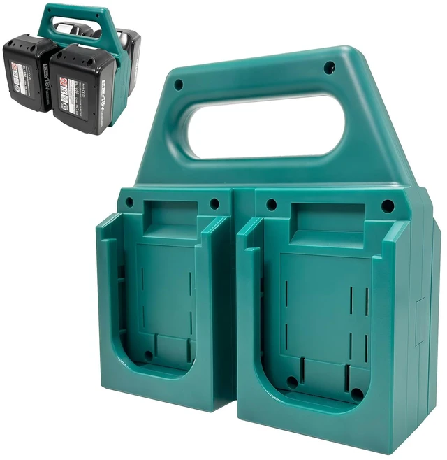 Main image of 4-Slot Battery Holder Compatible with Makita 18V Batteries, Portable Battery Organizer with Handle for Tool Bags, Workshop and Jobsite Storage