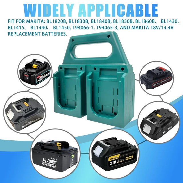 Alt view image 2 of 7 - 4-Slot Battery Holder Compatible with Makita 18V Batteries, Portable Battery Organizer with Handle for Tool Bags, Workshop and Jobsite Storage